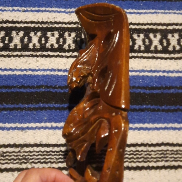 Wooden Hand Carved Mask Face Wall Hanging - Picture 5 of 6